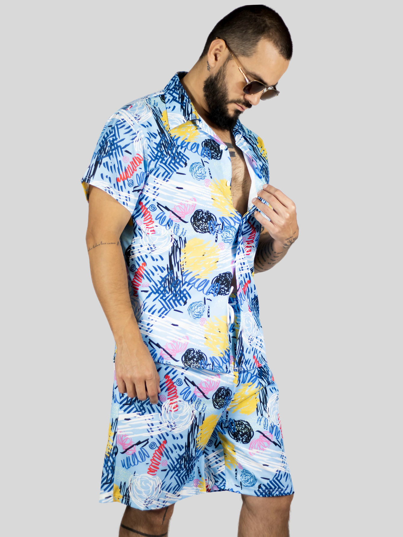 Foto 7 pulgar | Conjunto Hombre Verano Camisa Y Short A Juego Conj-076 Diseño 12 Alberca Playa Y Calor