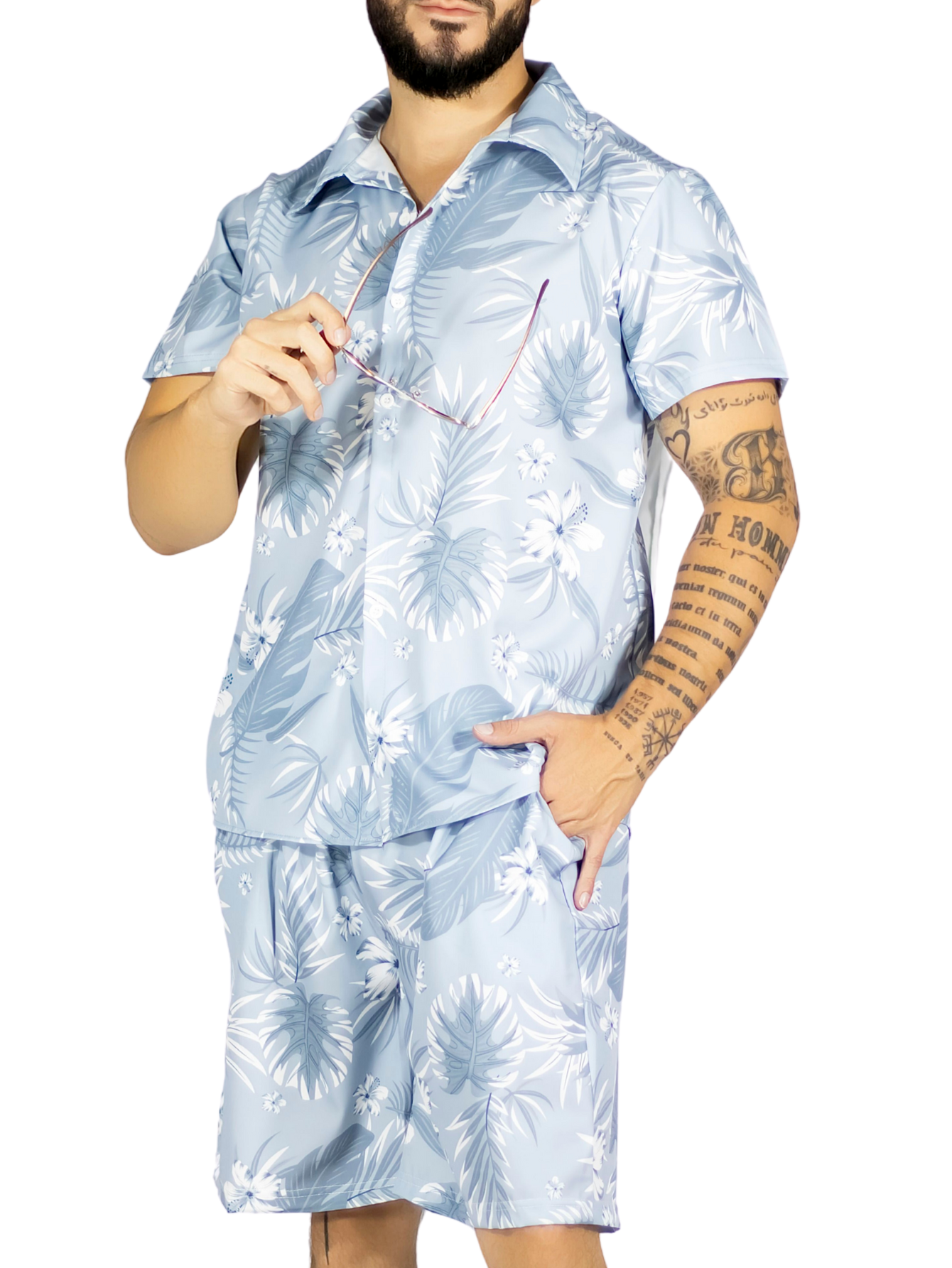Foto 2 pulgar | Conjunto Hombre Verano Camisa Y Short A Juego Conj-076 Diseño 11 Alberca Playa Y Calor