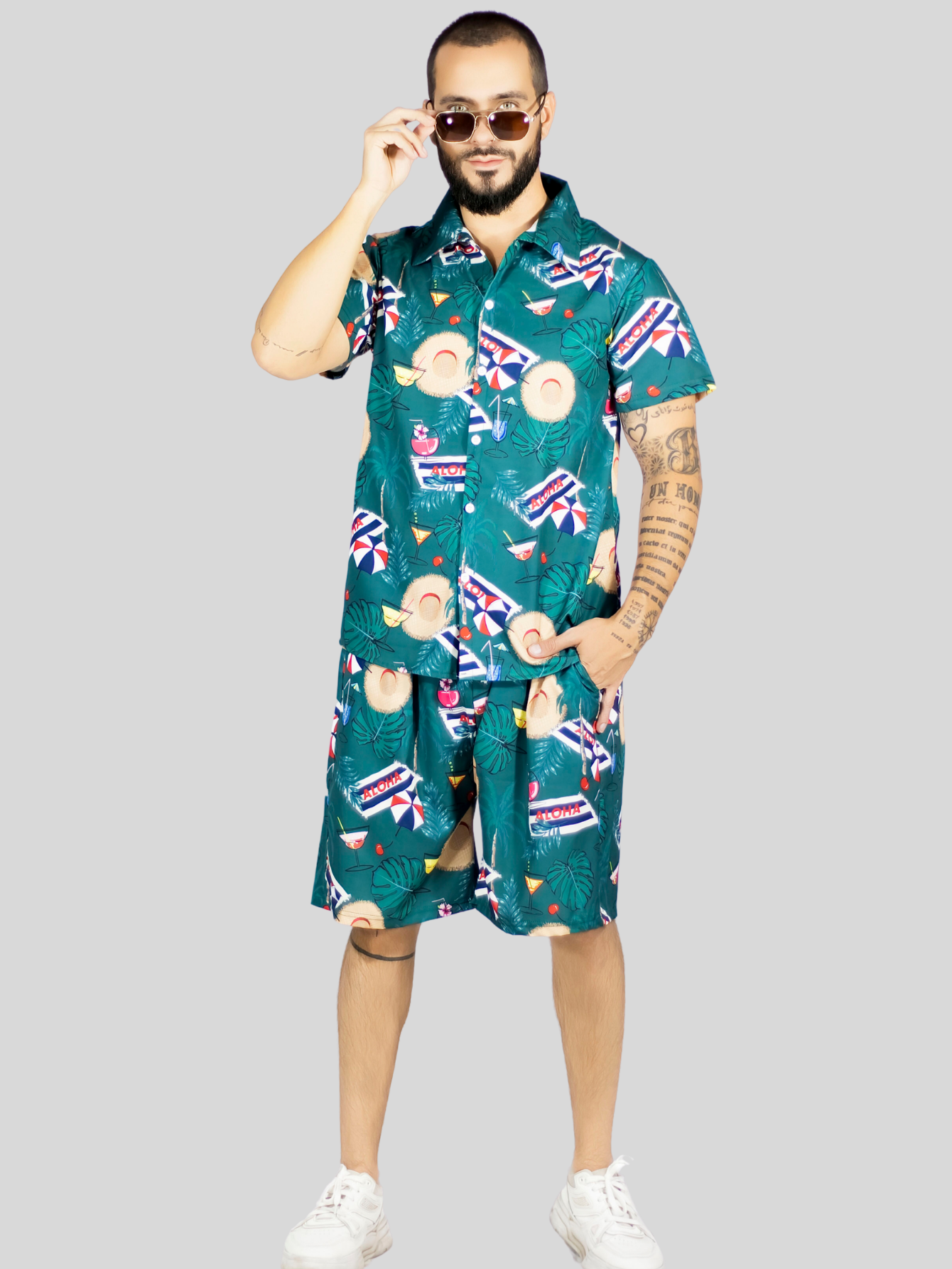 Foto 3 pulgar | Conjunto Hombre Verano Camisa Y Short A Juego Conj-076 Diseño 5 Alberca Playa Y Calor