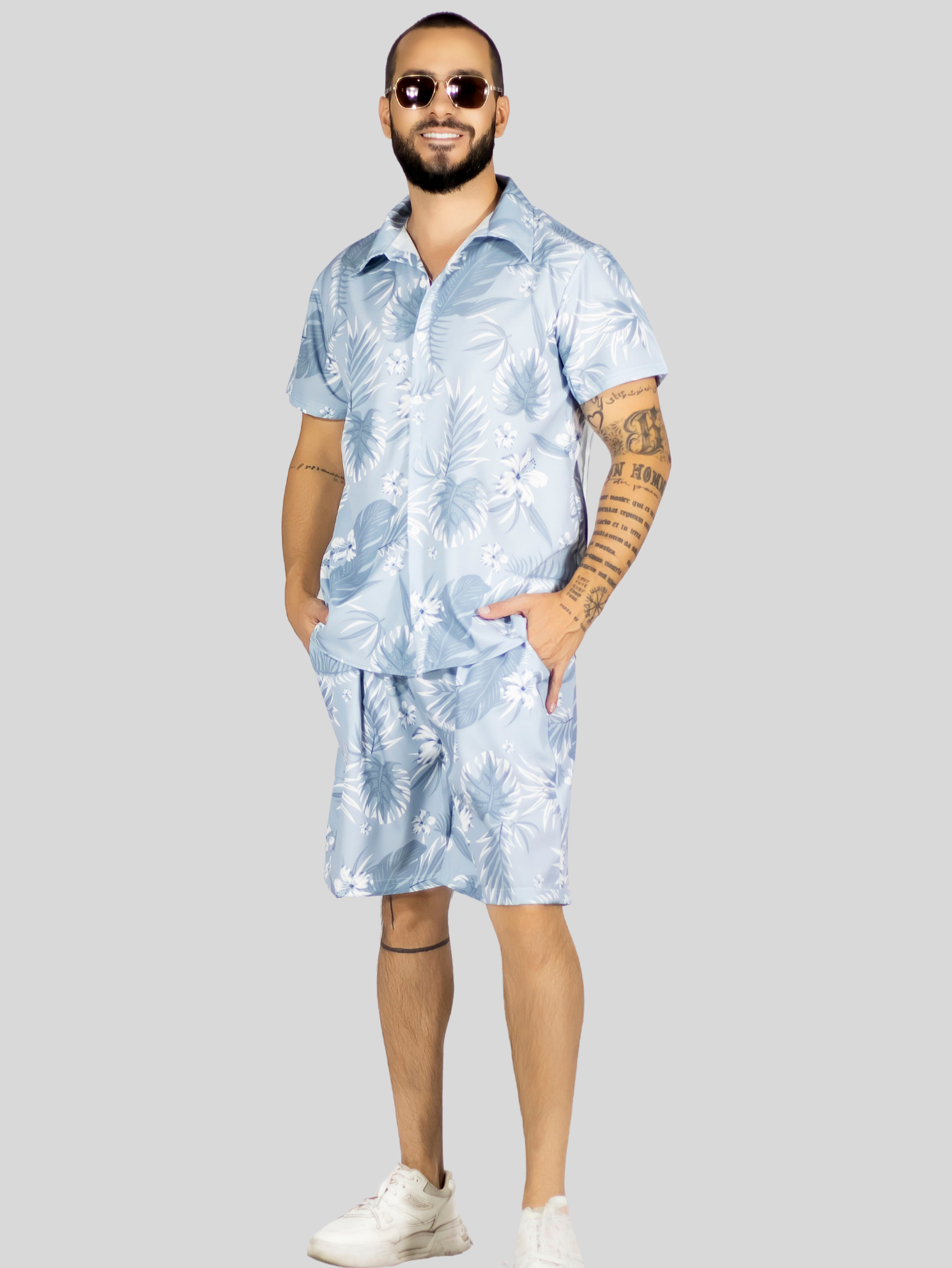 Foto 3 pulgar | Conjunto Hombre Verano Camisa Y Short A Juego Conj-076 Diseño 11 Alberca Playa Y Calor