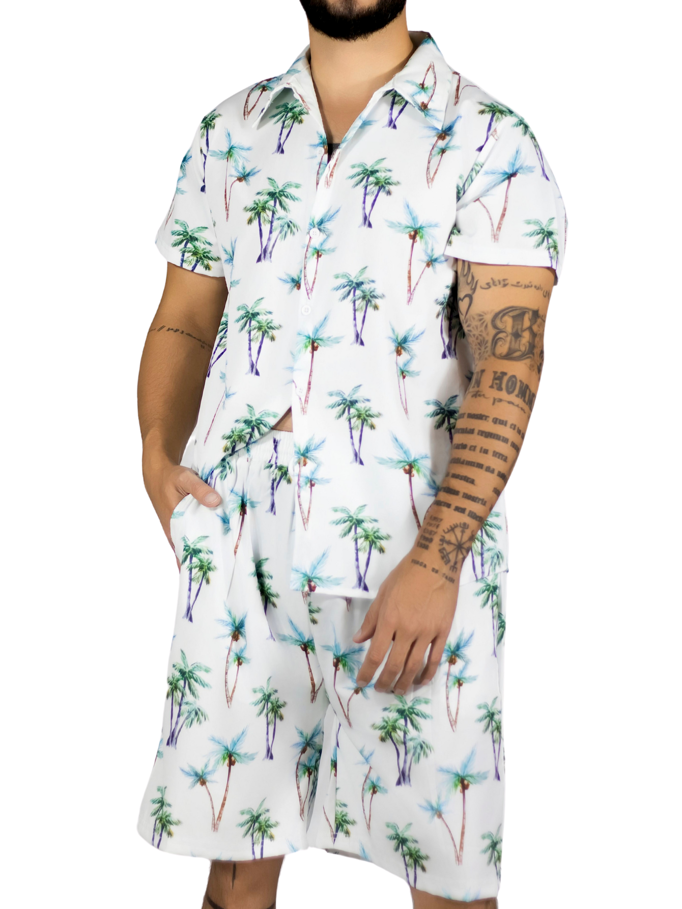 Foto 2 pulgar | Conjunto Hombre Verano Camisa Y Short A Juego Conj-076 Diseño 2 Alberca Playa Y Calor