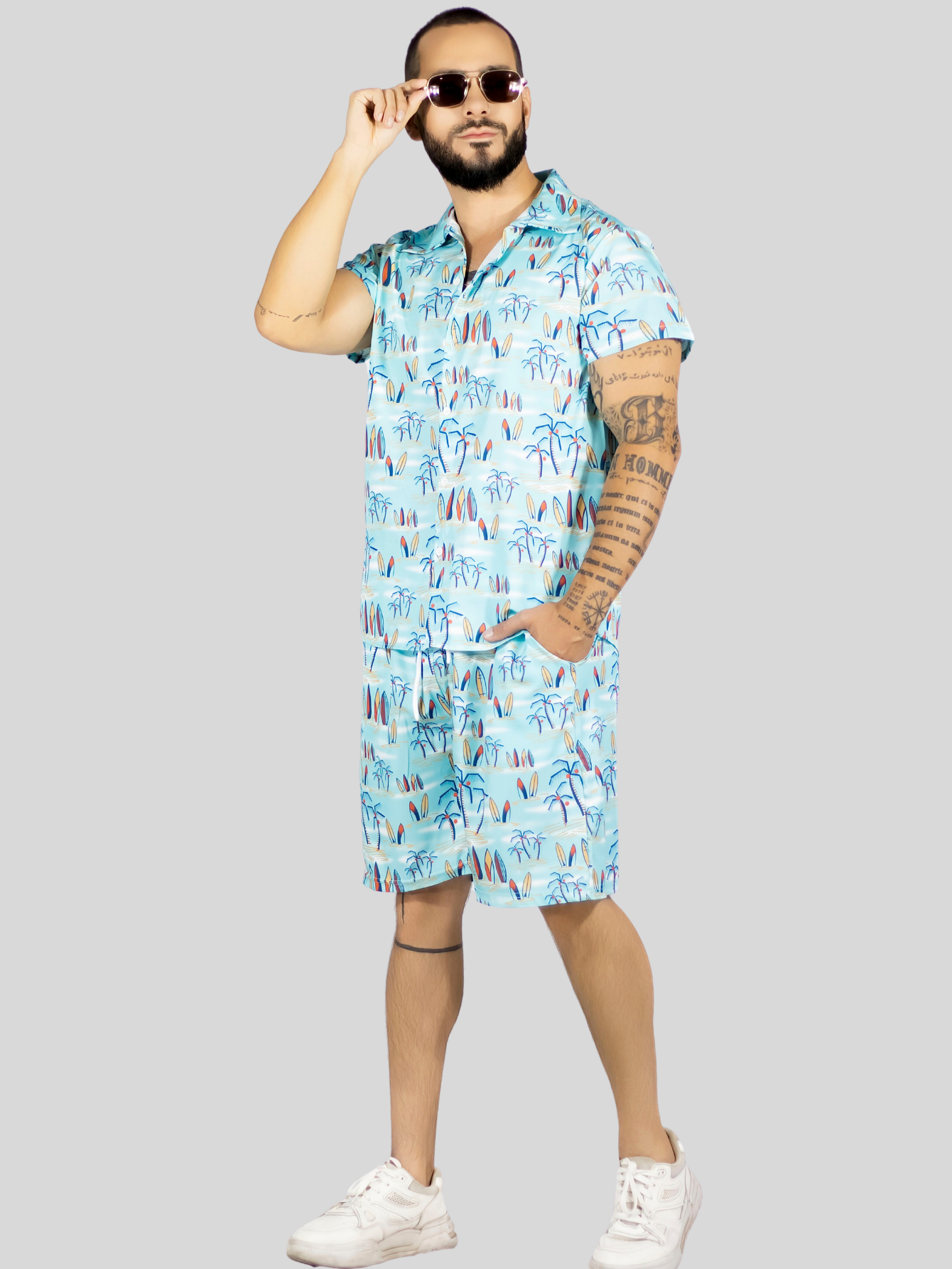 Foto 3 pulgar | Conjunto Hombre Verano Camisa Y Short A Juego Conj-076 Diseño 10 Alberca Playa Y Calor
