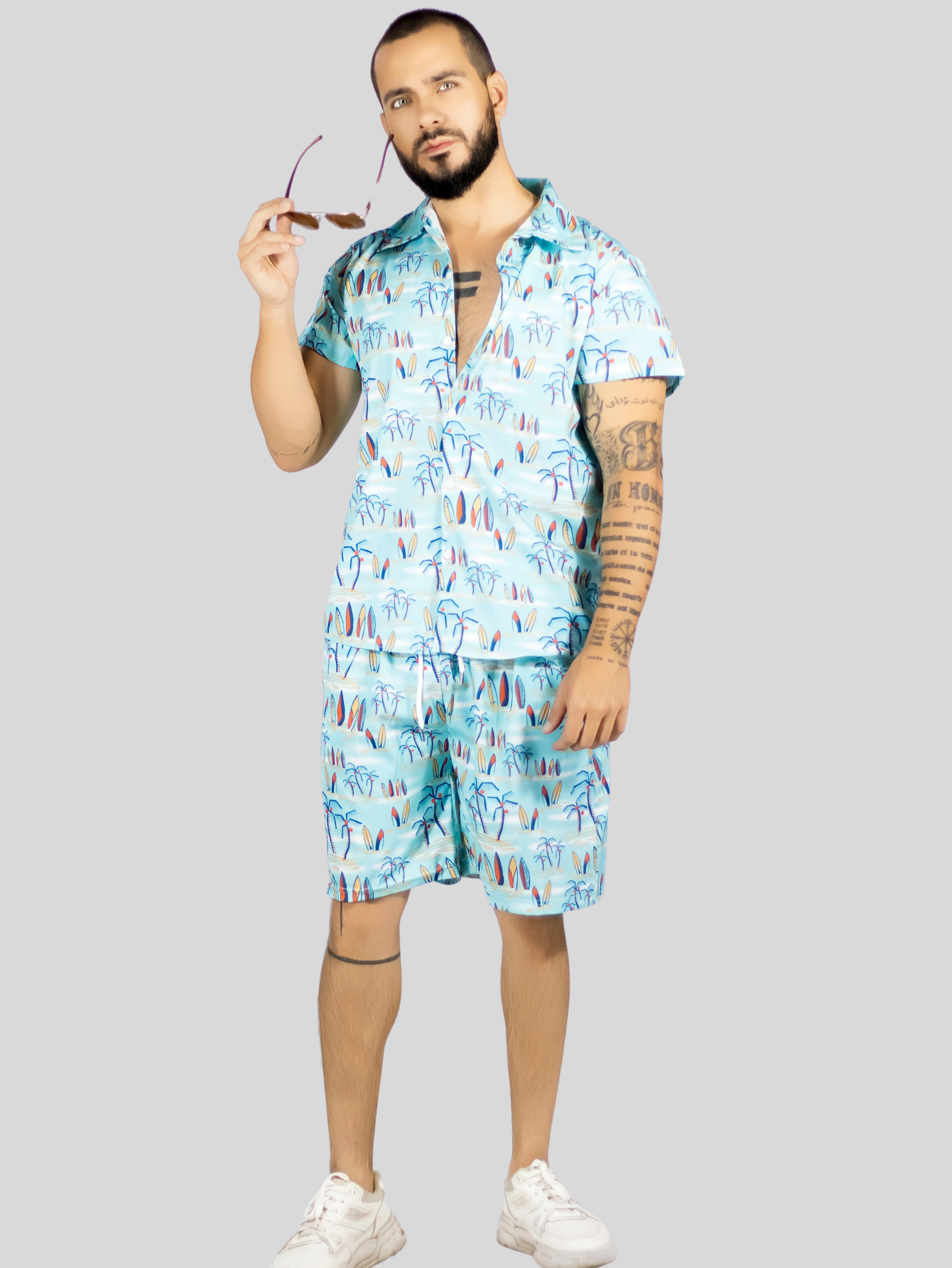 Foto 6 pulgar | Conjunto Hombre Verano Camisa Y Short A Juego Conj-076 Diseño 10 Alberca Playa Y Calor