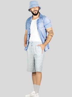 Foto 2 | Short Hombre Casual Cintura Ajustable Detalles Texturizados Sh-060 Gris Claro Diseño Moderno