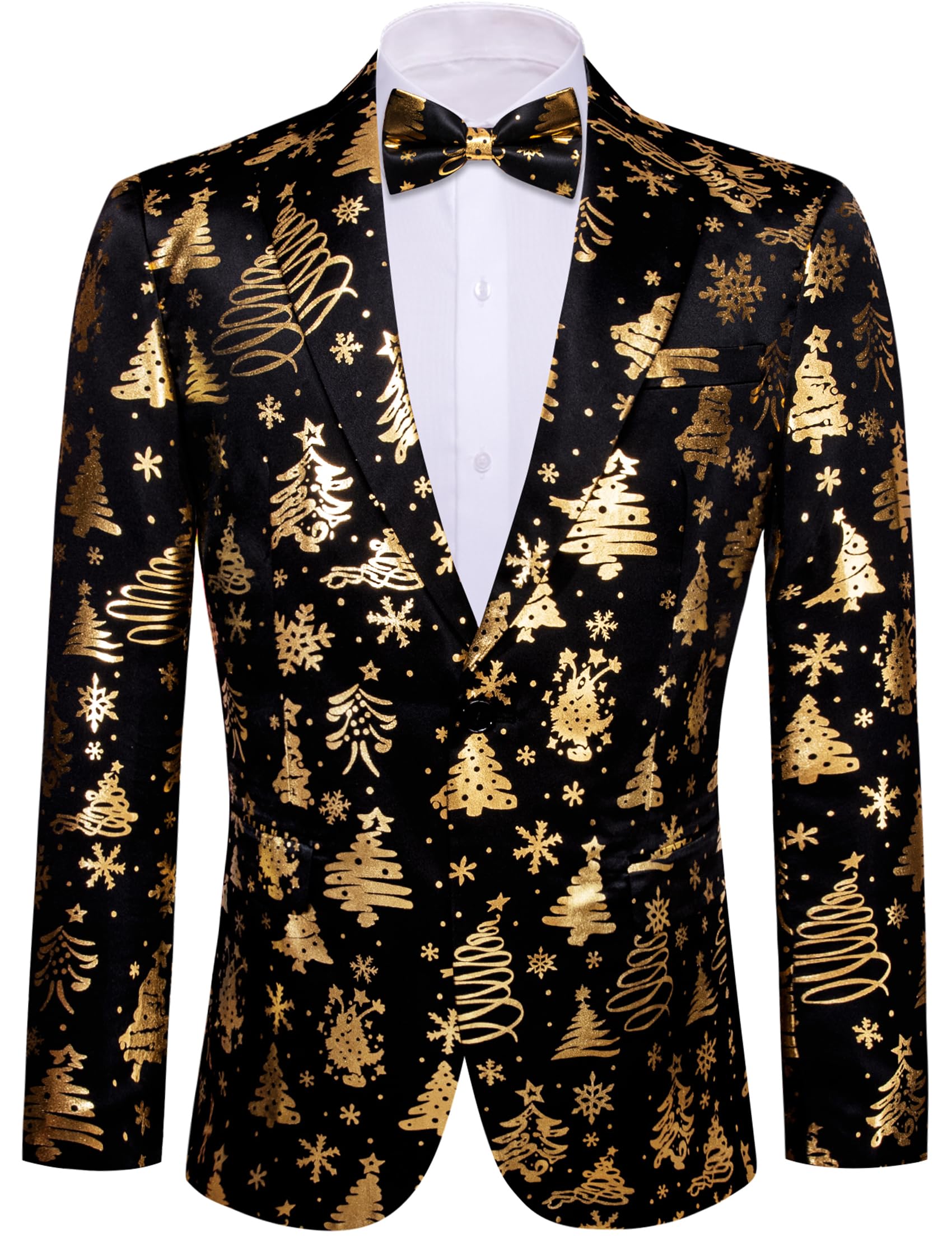 Foto 2 pulgar | Esmoquin Blazer Barry.wang Con Diseño De Árbol De Navidad Brillante Para Hombre - Venta Internacional.