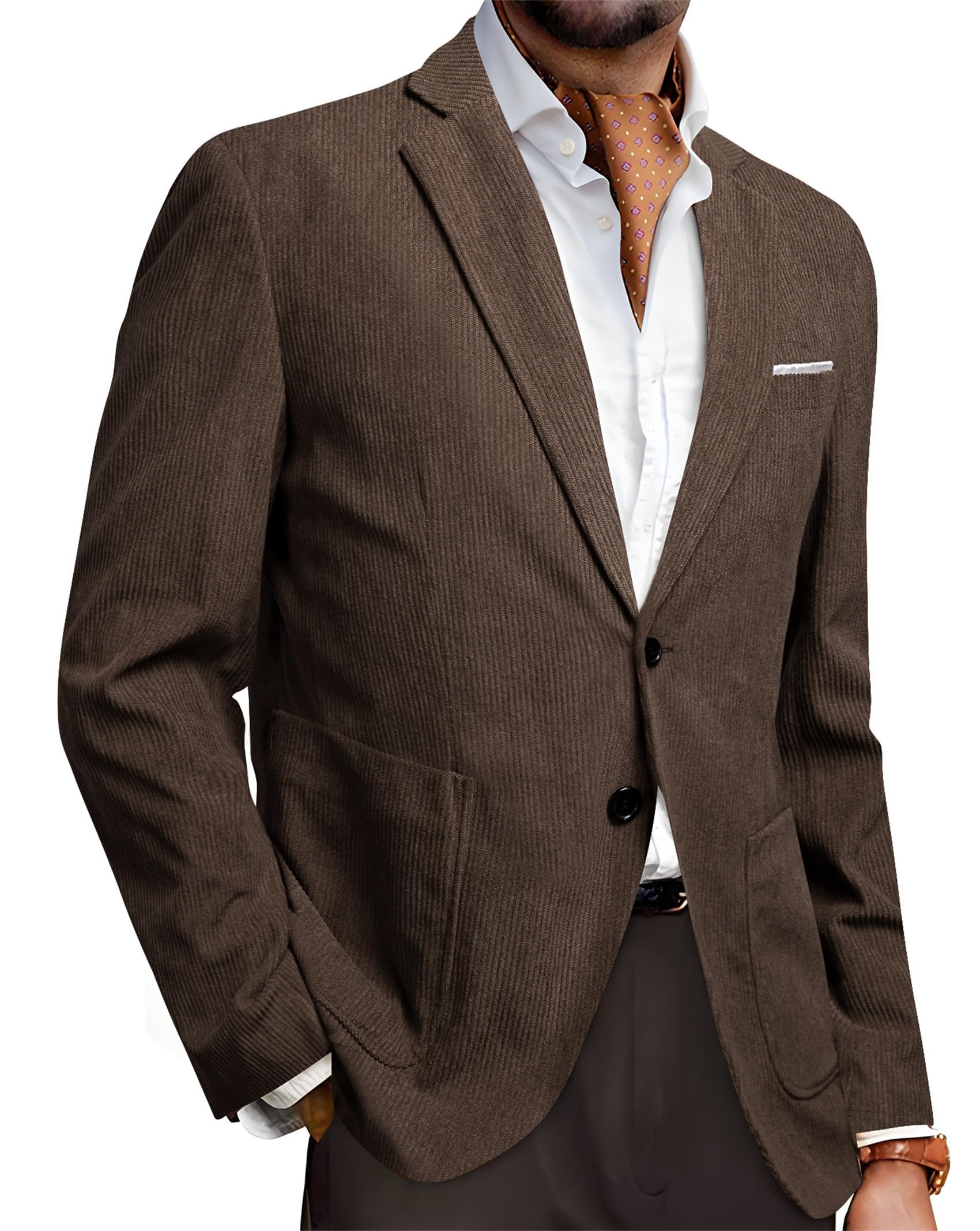 Foto 1 | Chaqueta Deportiva Barry.wang Vintage Corduroy, Corte Regular, Marrón - Venta Internacional.