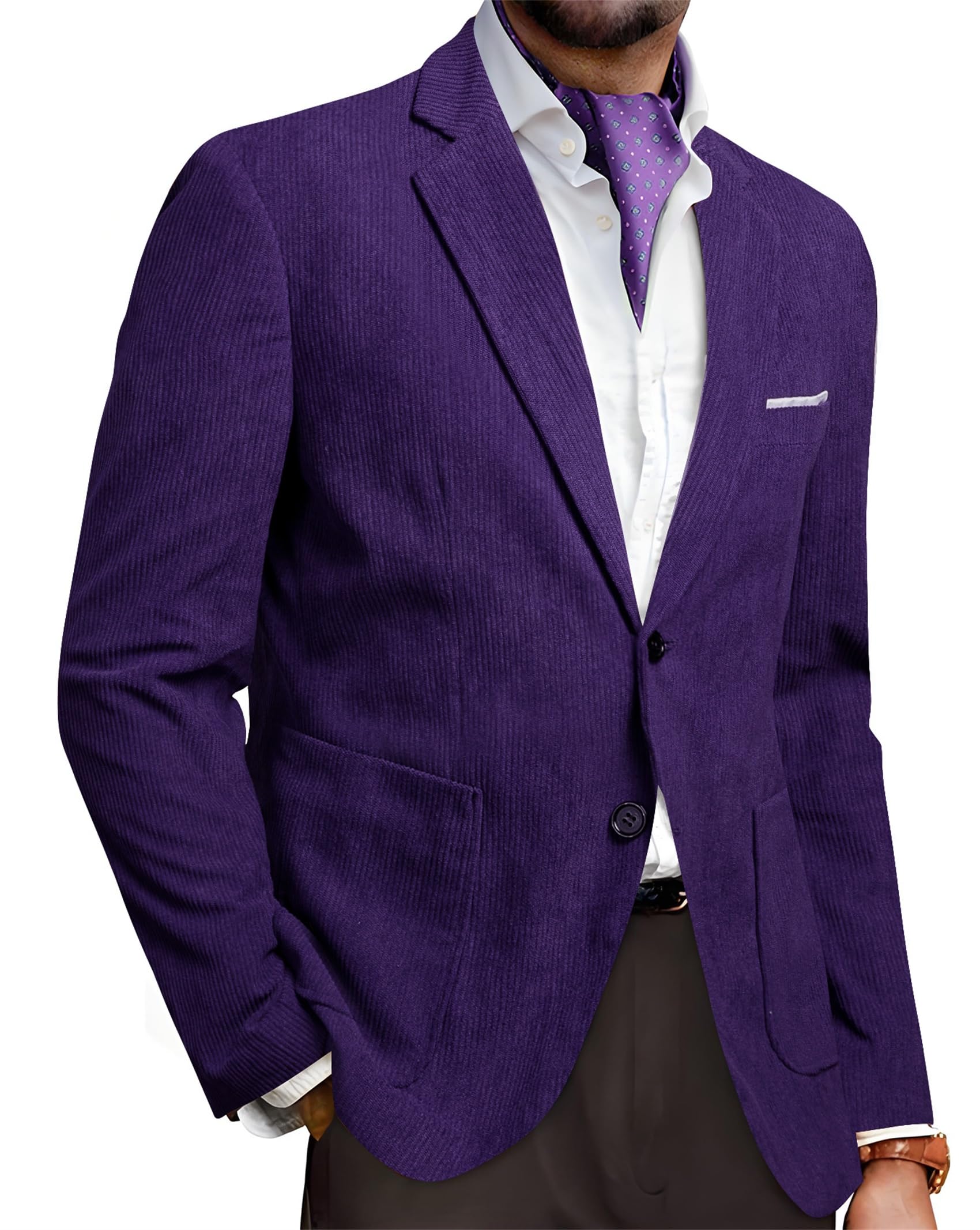 Chaqueta Deportiva Barry.wang, Diseño Vintage, Pana, Corte Regular, Color Morado - Venta Internacional.