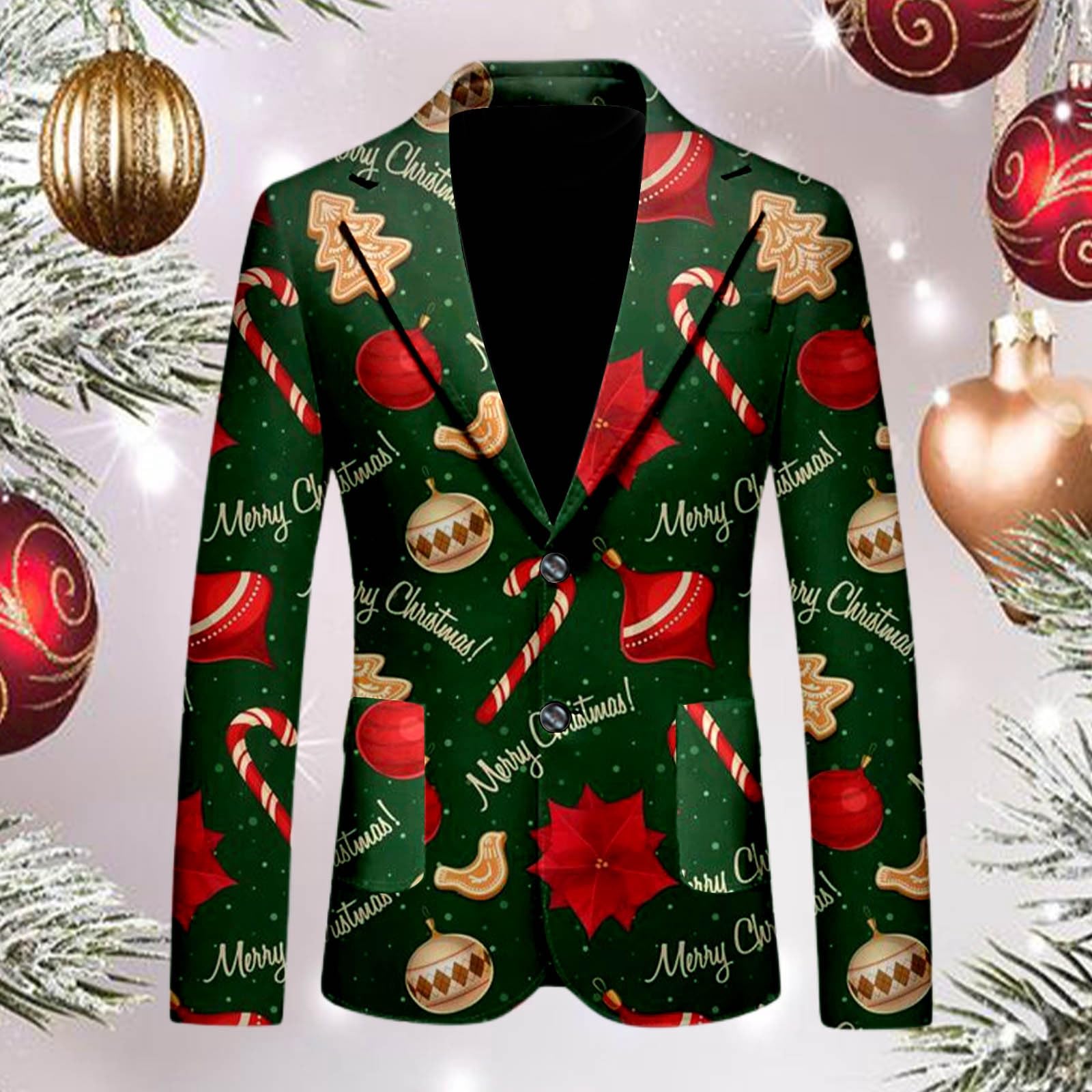 Foto 3 pulgar | Chaqueta Navideña Divertida Con Forma De Copo De Nieve De Papá Noel Para Hombre - Venta Internacional.