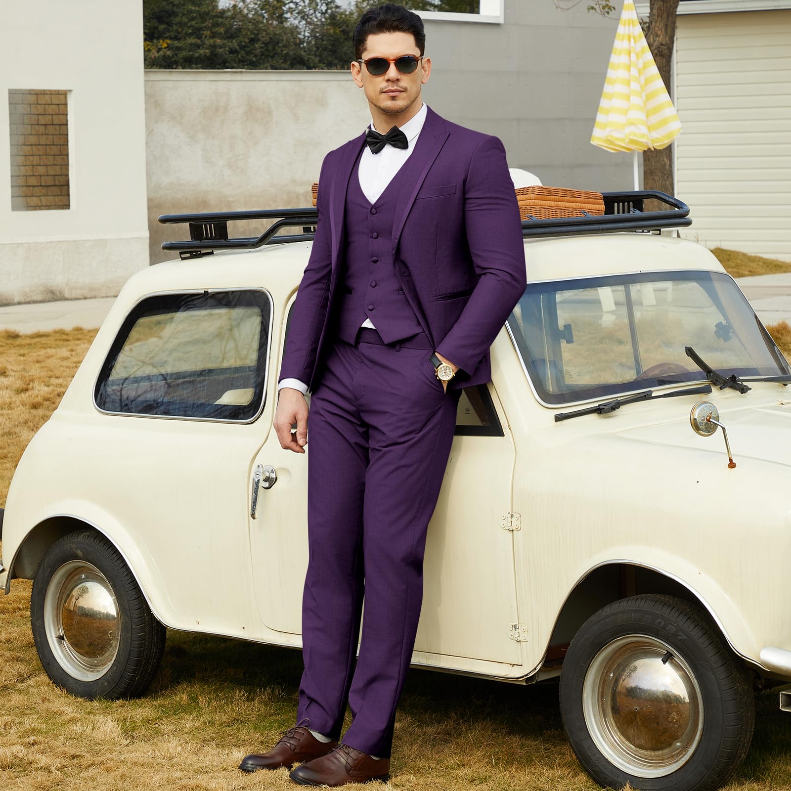 Foto 4 pulgar | Traje De Esmoquin Ween Charm De 3 Piezas, Ajustado, Morado, Para Hombre - Venta Internacional.