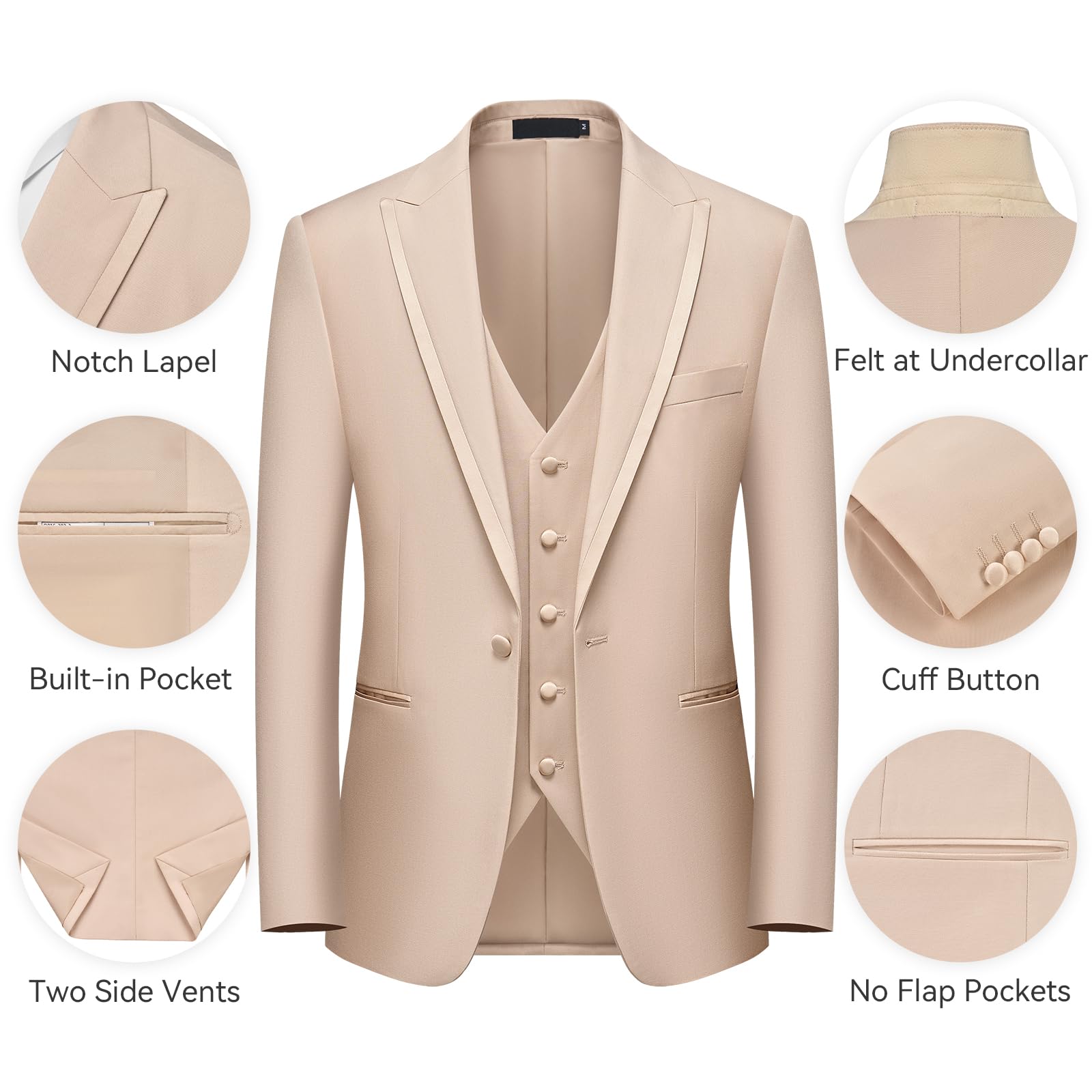 Foto 5 | Traje De Esmoquin Ween Charm De 3 Piezas, Ajustado, Formal, Para Hombres De Negocios - Venta Internacional.
