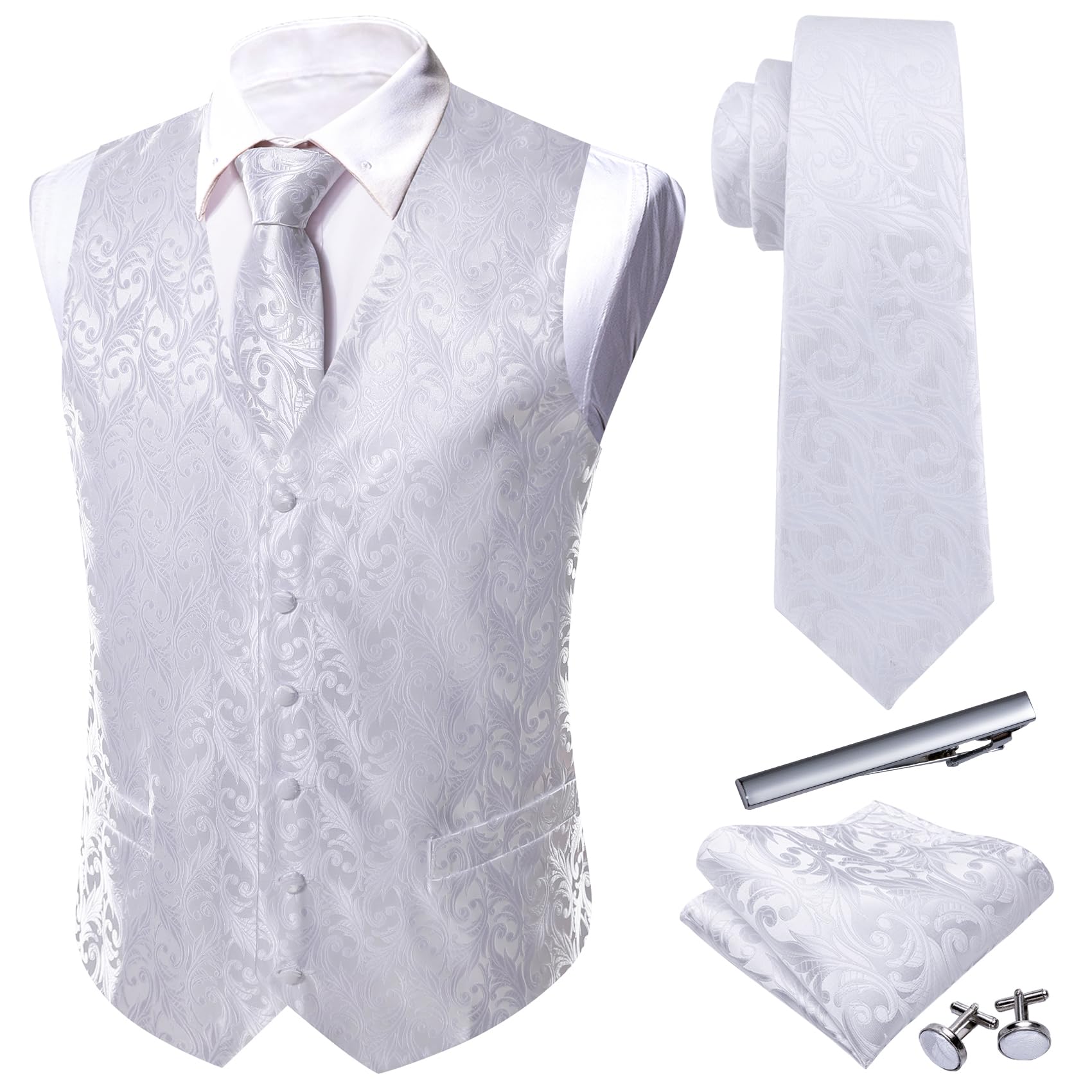 Foto 2 pulgar | Conjunto de Chaleco Barry.wang Paisley Jacquard de Seda 5 Unidades para Hombre - Venta Internacional