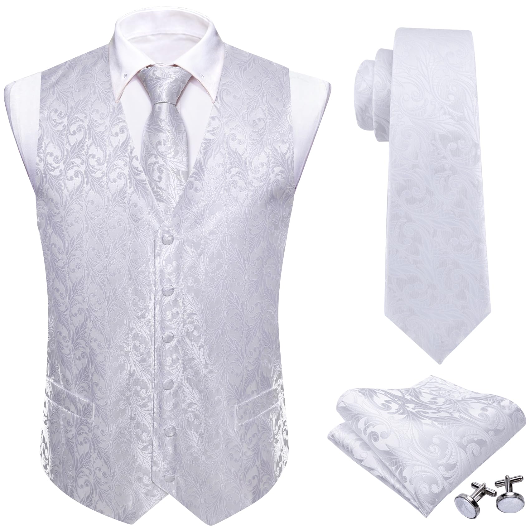 Foto 4 pulgar | Conjunto de Chaleco Barry.wang Paisley Jacquard de Seda 5 Unidades para Hombre - Venta Internacional
