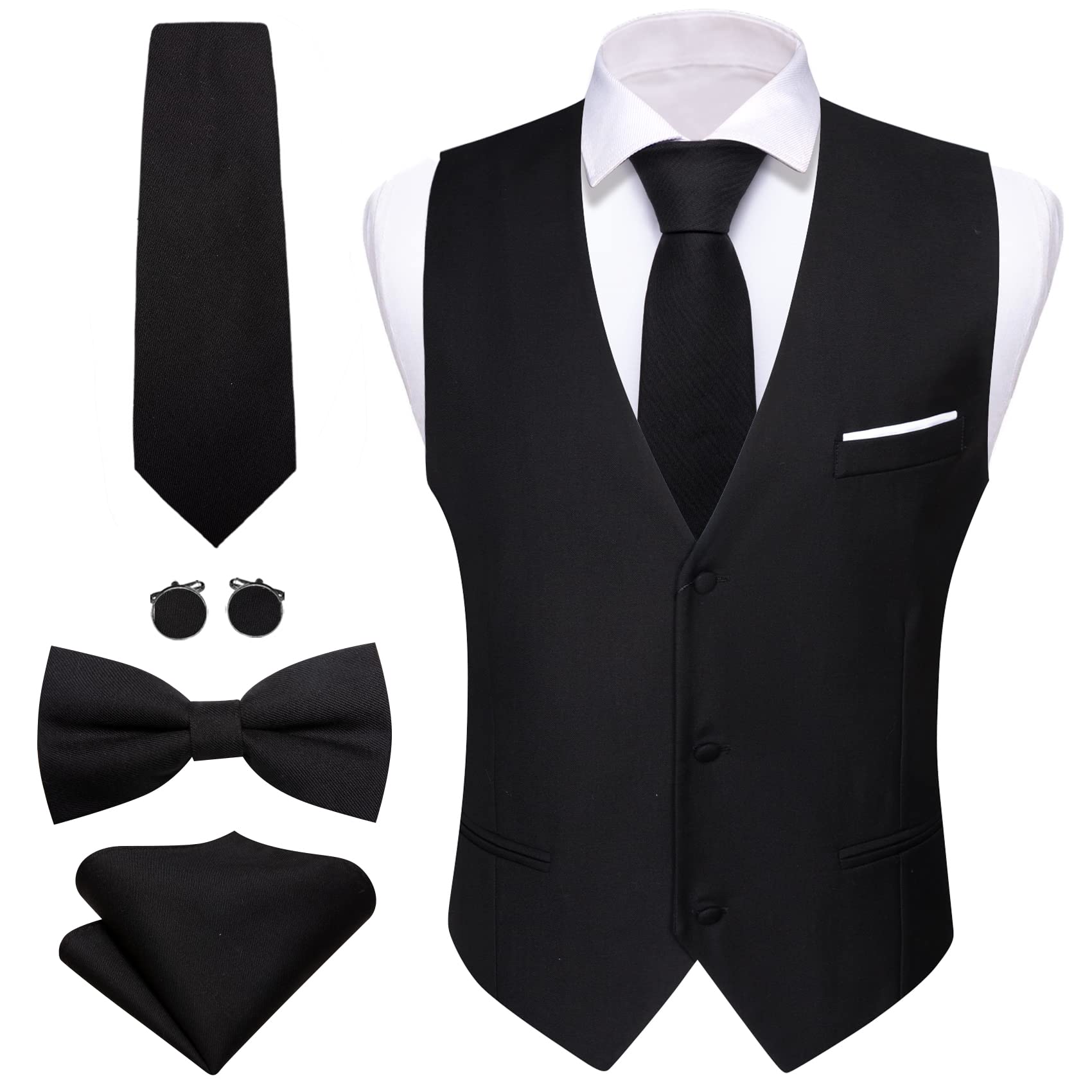 Foto 2 pulgar | Conjunto De Chaleco Barry.wang Para Hombre, Negro, Formal, De Negocios, Ajustado - Venta Internacional.