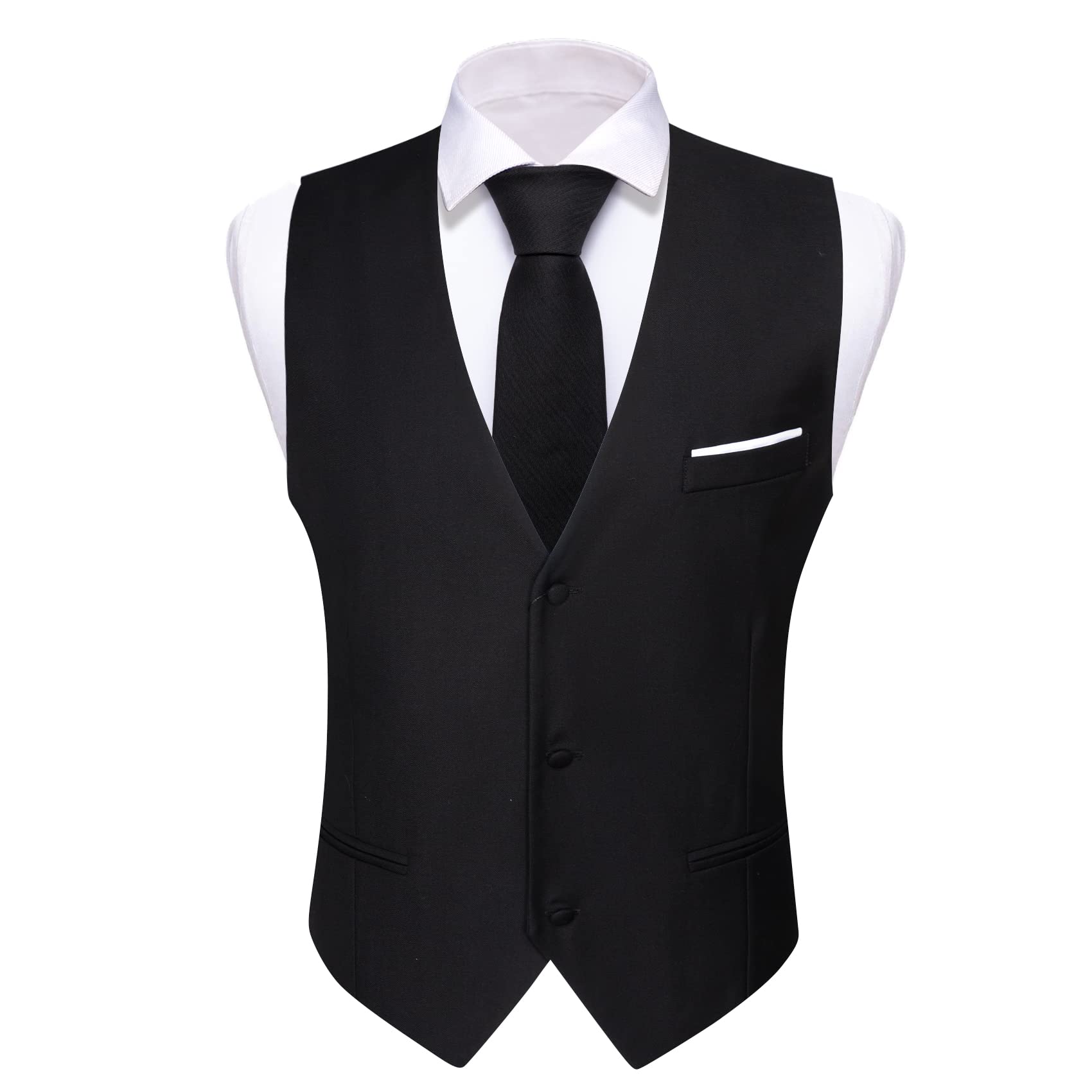 Foto 4 pulgar | Conjunto De Chaleco Barry.wang Para Hombre, Negro, Formal, De Negocios, Ajustado - Venta Internacional.