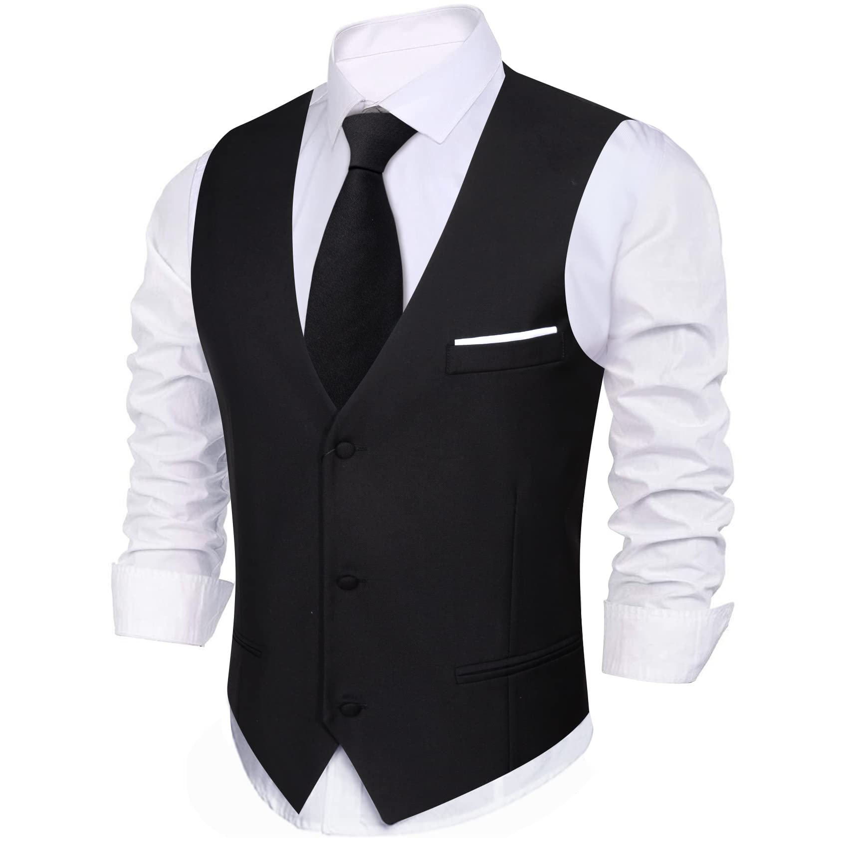Foto 5 pulgar | Conjunto De Chaleco Barry.wang Para Hombre, Negro, Formal, De Negocios, Ajustado - Venta Internacional.