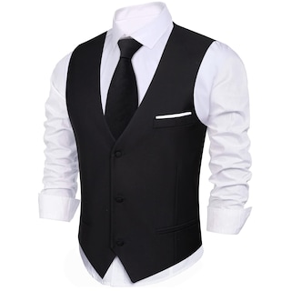 Foto 4 | Conjunto De Chaleco Barry.wang Para Hombre, Negro, Formal, De Negocios, Ajustado - Venta Internacional.