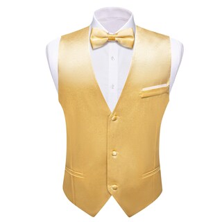 Foto 3 | Conjunto De Chaleco Barry.wang Para Hombre, Dorado Y Amarillo, Formal, Formal - Venta Internacional.