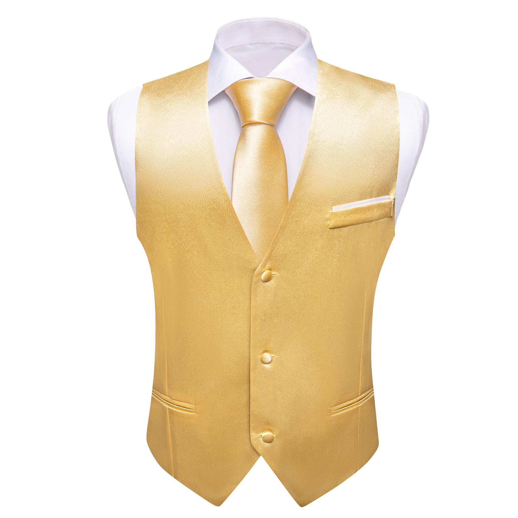Foto 4 | Conjunto De Chaleco Barry.wang Para Hombre, Dorado Y Amarillo, Formal, Formal - Venta Internacional.