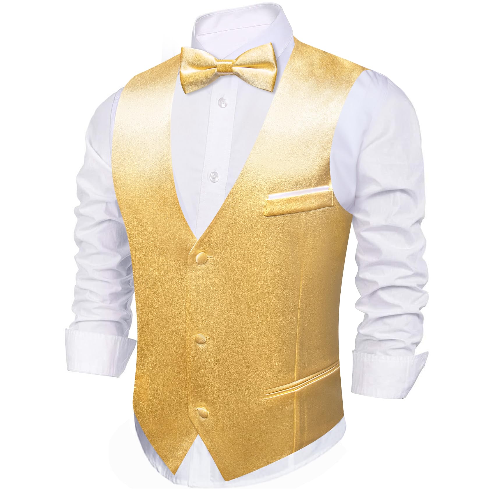 Foto 5 | Conjunto De Chaleco Barry.wang Para Hombre, Dorado Y Amarillo, Formal, Formal - Venta Internacional.