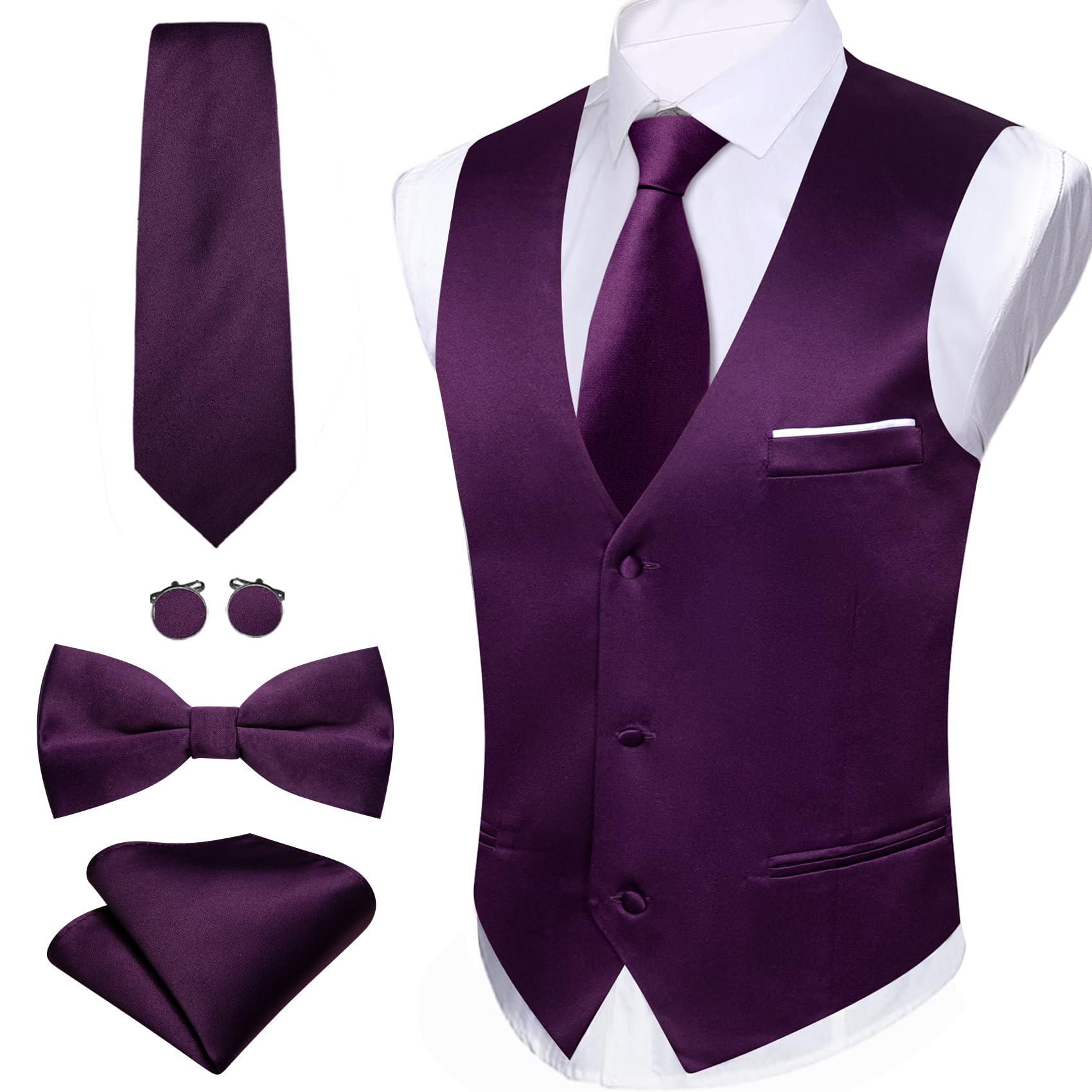 Foto 6 pulgar | Conjunto De Chaleco Barry.wang Para Hombre, Color Morado, Formal, De Negocios - Venta Internacional.
