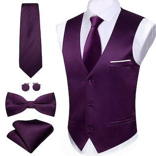 Foto 5 | Conjunto De Chaleco Barry.wang Para Hombre, Color Morado, Formal, De Negocios - Venta Internacional.