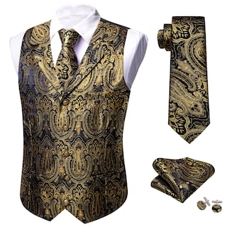 Foto 5 | Chaleco Barry.wang De Seda Para Hombre Con Solapa, Cuello Tipo Chal Y Corbata - Venta Internacional.