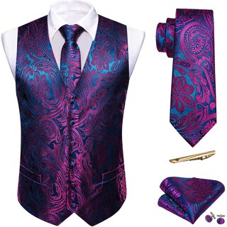 Foto 1 | Conjunto De Chaleco Barry.wang Paisley De Seda Jacquard Para Hombre - Venta Internacional.