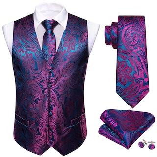 Foto 4 | Conjunto De Chaleco Barry.wang Paisley De Seda Jacquard Para Hombre - Venta Internacional.