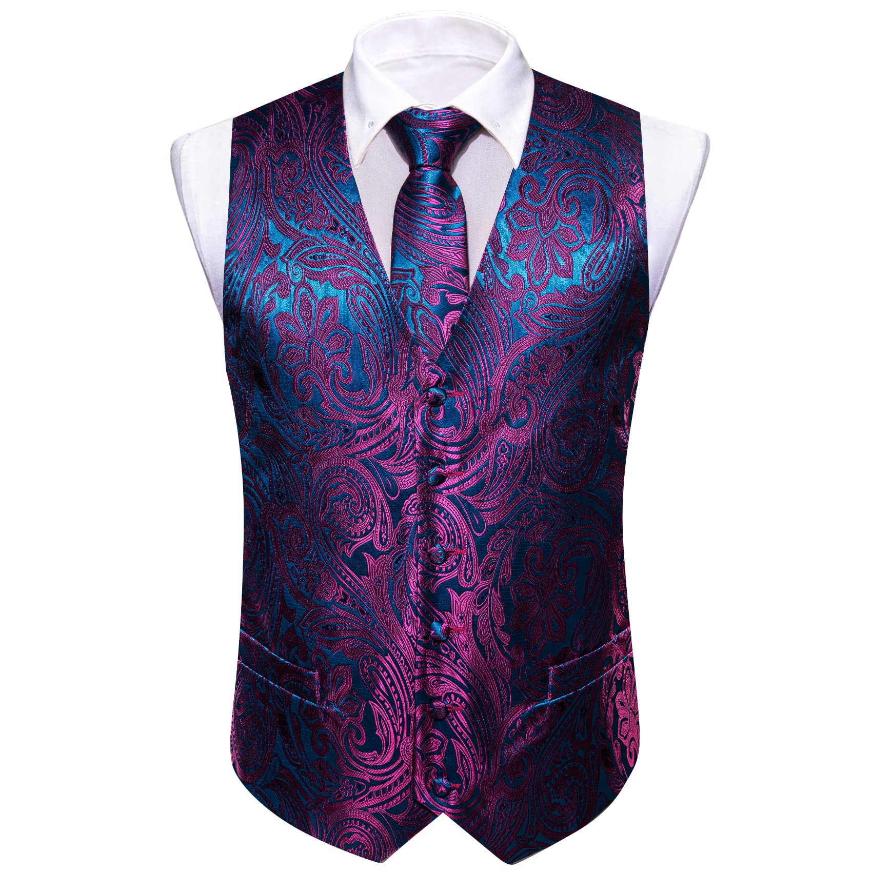 Foto 6 pulgar | Conjunto De Chaleco Barry.wang Paisley De Seda Jacquard Para Hombre - Venta Internacional.