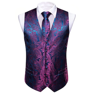 Foto 5 | Conjunto De Chaleco Barry.wang Paisley De Seda Jacquard Para Hombre - Venta Internacional.