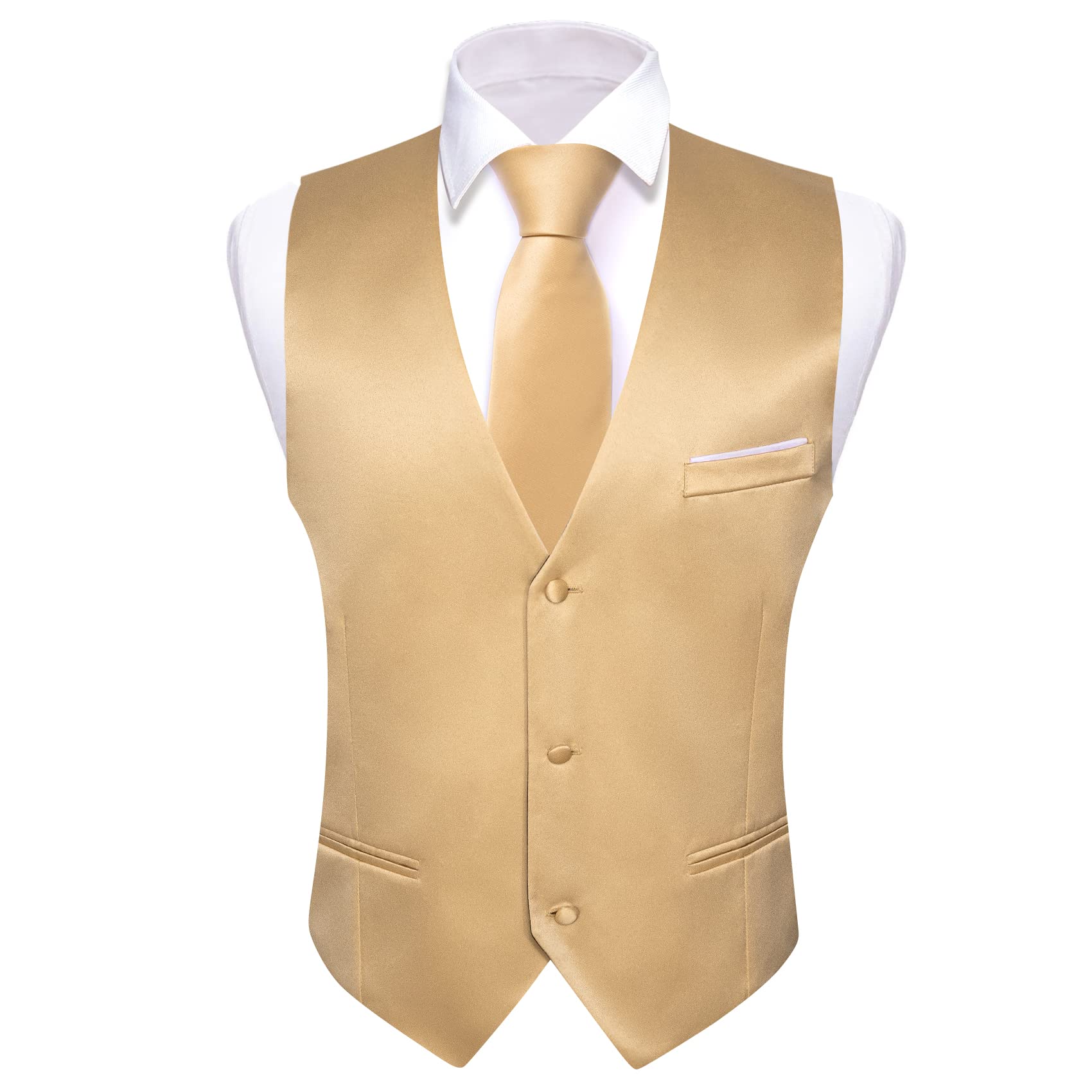 Foto 4 pulgar | Conjunto De Chaleco Barry.wang Para Hombre, Dorado, Formal, De Negocios, Ajustado - Venta Internacional.