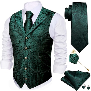 Foto 1 | Conjunto De Chaleco Vest Barry.wang De Seda Con Solapa Y Cuello Tipo Chal Para Hombre - Venta Internacional.