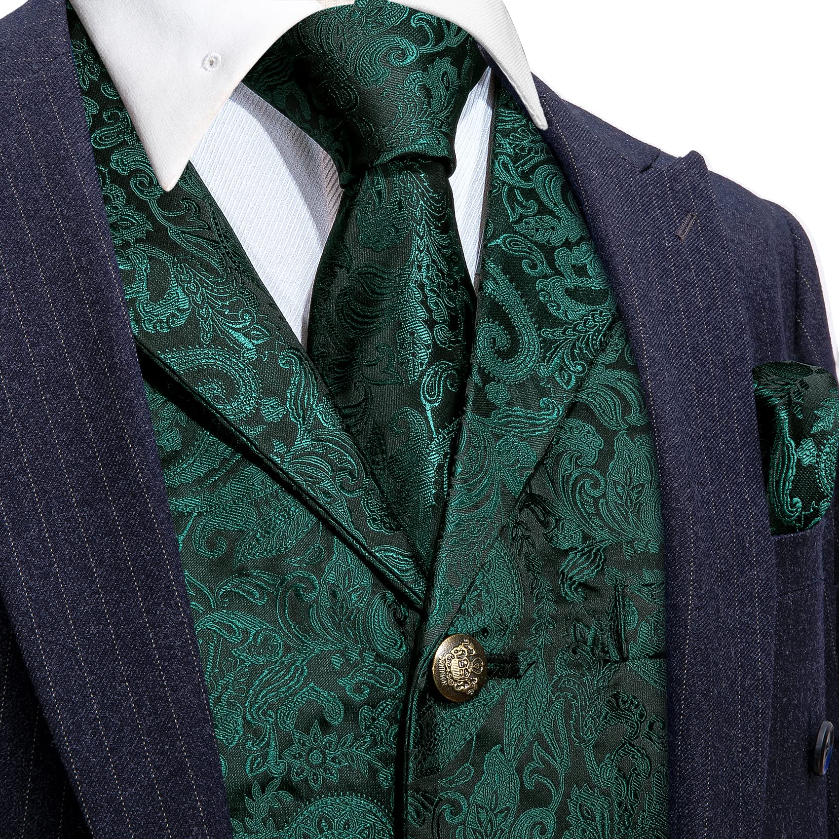 Foto 4 | Conjunto De Chaleco Vest Barry.wang De Seda Con Solapa Y Cuello Tipo Chal Para Hombre - Venta Internacional.