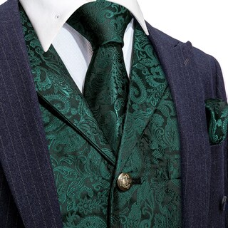Foto 4 | Conjunto De Chaleco Vest Barry.wang De Seda Con Solapa Y Cuello Tipo Chal Para Hombre - Venta Internacional.