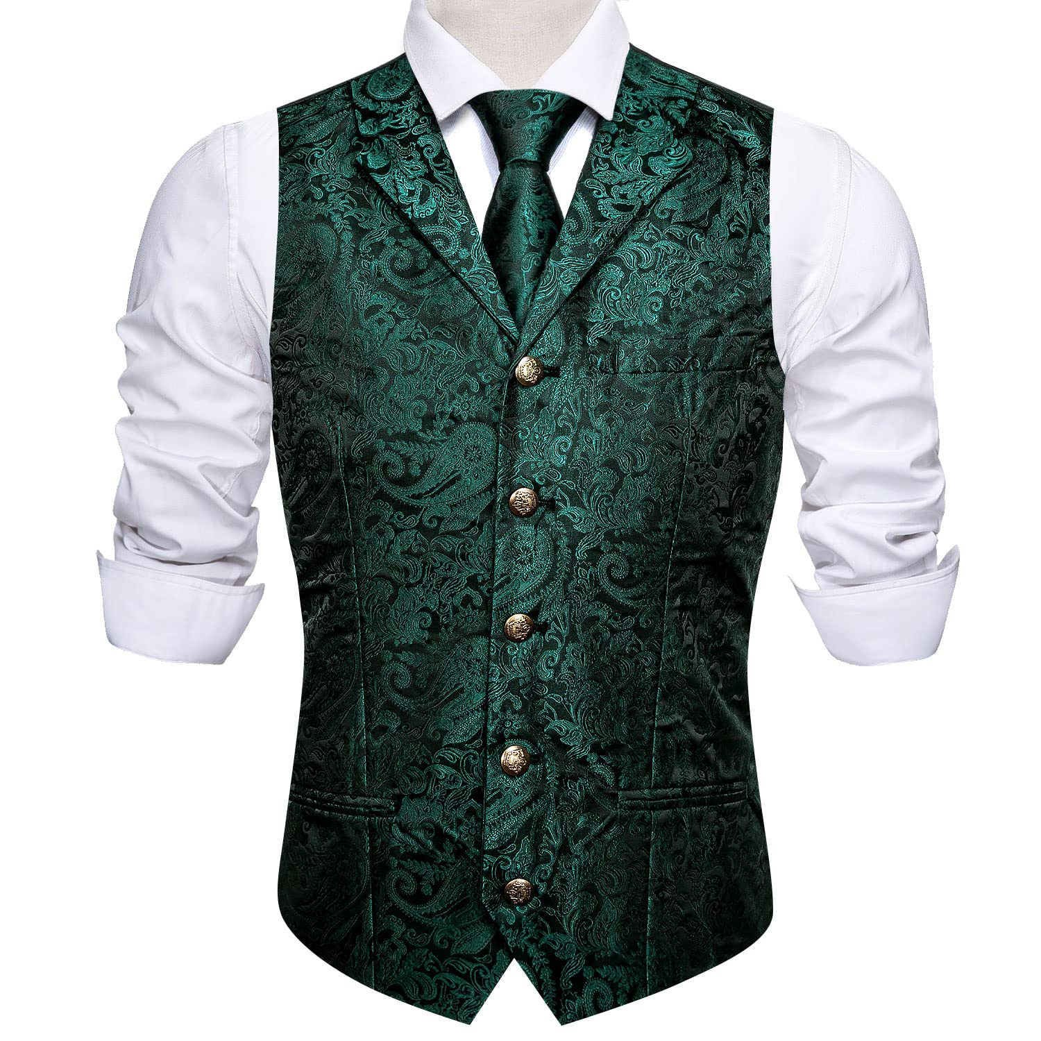 Foto 5 | Conjunto De Chaleco Vest Barry.wang De Seda Con Solapa Y Cuello Tipo Chal Para Hombre - Venta Internacional.