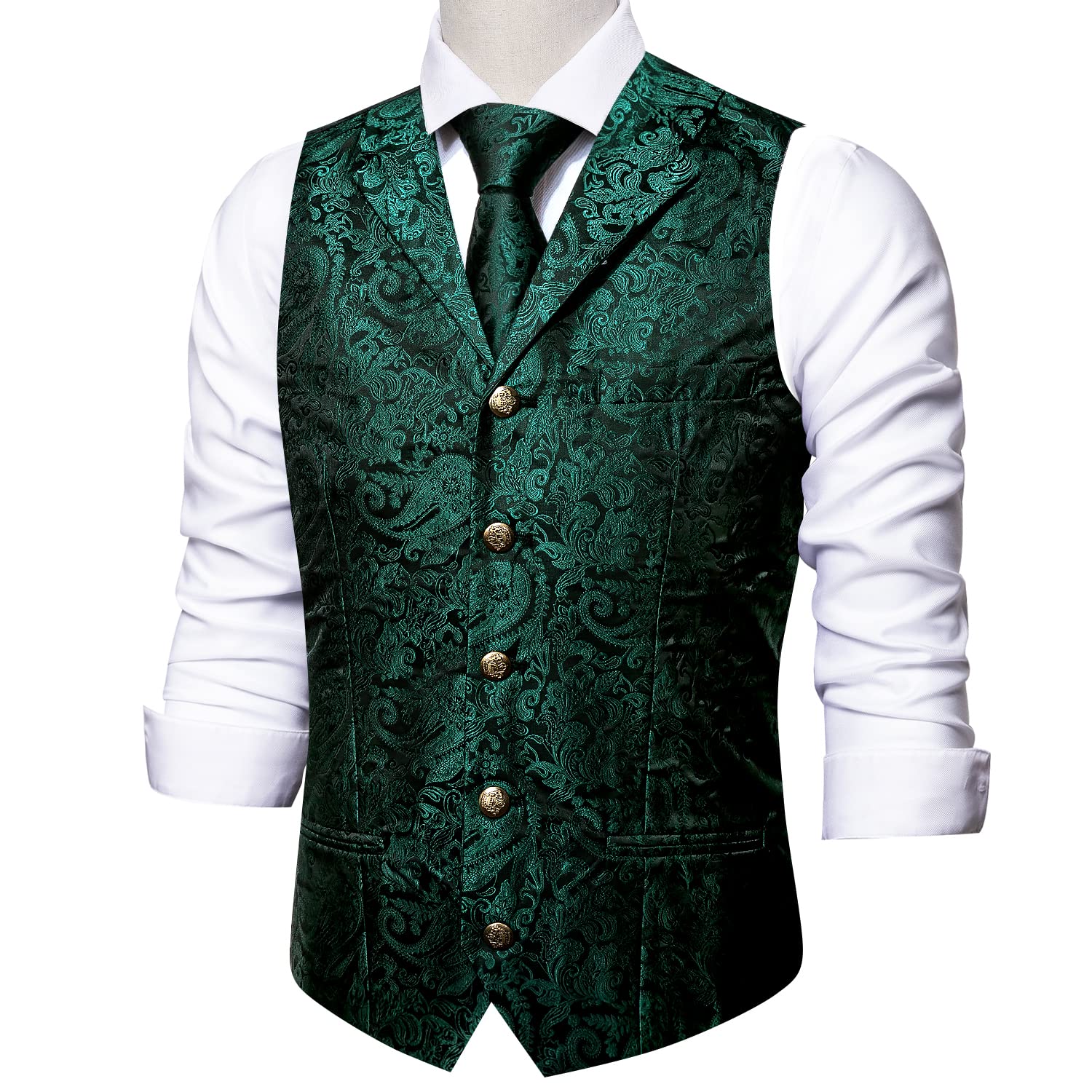Foto 7 pulgar | Conjunto De Chaleco Vest Barry.wang De Seda Con Solapa Y Cuello Tipo Chal Para Hombre - Venta Internacional.