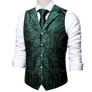 Foto 6 | Conjunto De Chaleco Vest Barry.wang De Seda Con Solapa Y Cuello Tipo Chal Para Hombre - Venta Internacional.