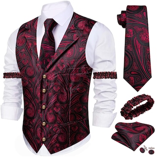 Foto 1 | Chaleco Barry.wang De Seda Para Hombre Con Solapa, Cuello Tipo Chal Y Corbata - Venta Internacional.