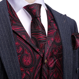 Foto 3 | Chaleco Barry.wang De Seda Para Hombre Con Solapa, Cuello Tipo Chal Y Corbata - Venta Internacional.