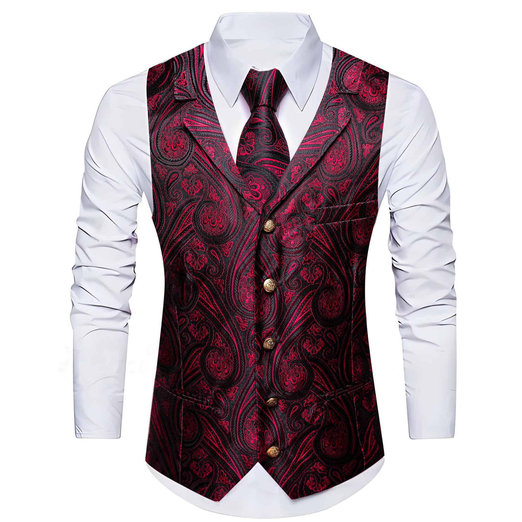 Foto 5 | Chaleco Barry.wang De Seda Para Hombre Con Solapa, Cuello Tipo Chal Y Corbata - Venta Internacional.