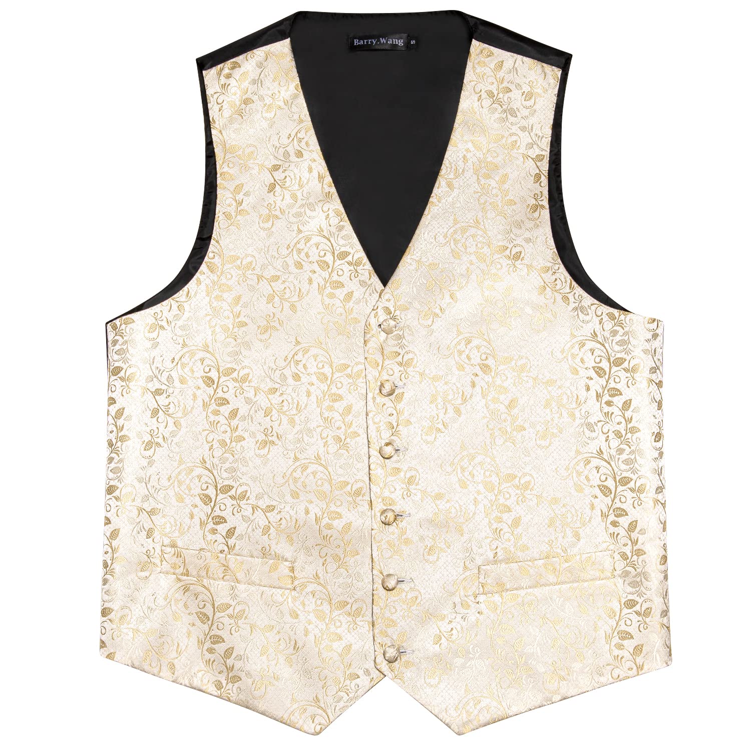 Foto 7 pulgar | Conjunto De Chaleco Barry.wang En Jacquard De Seda Beige Para Hombre - Venta Internacional.