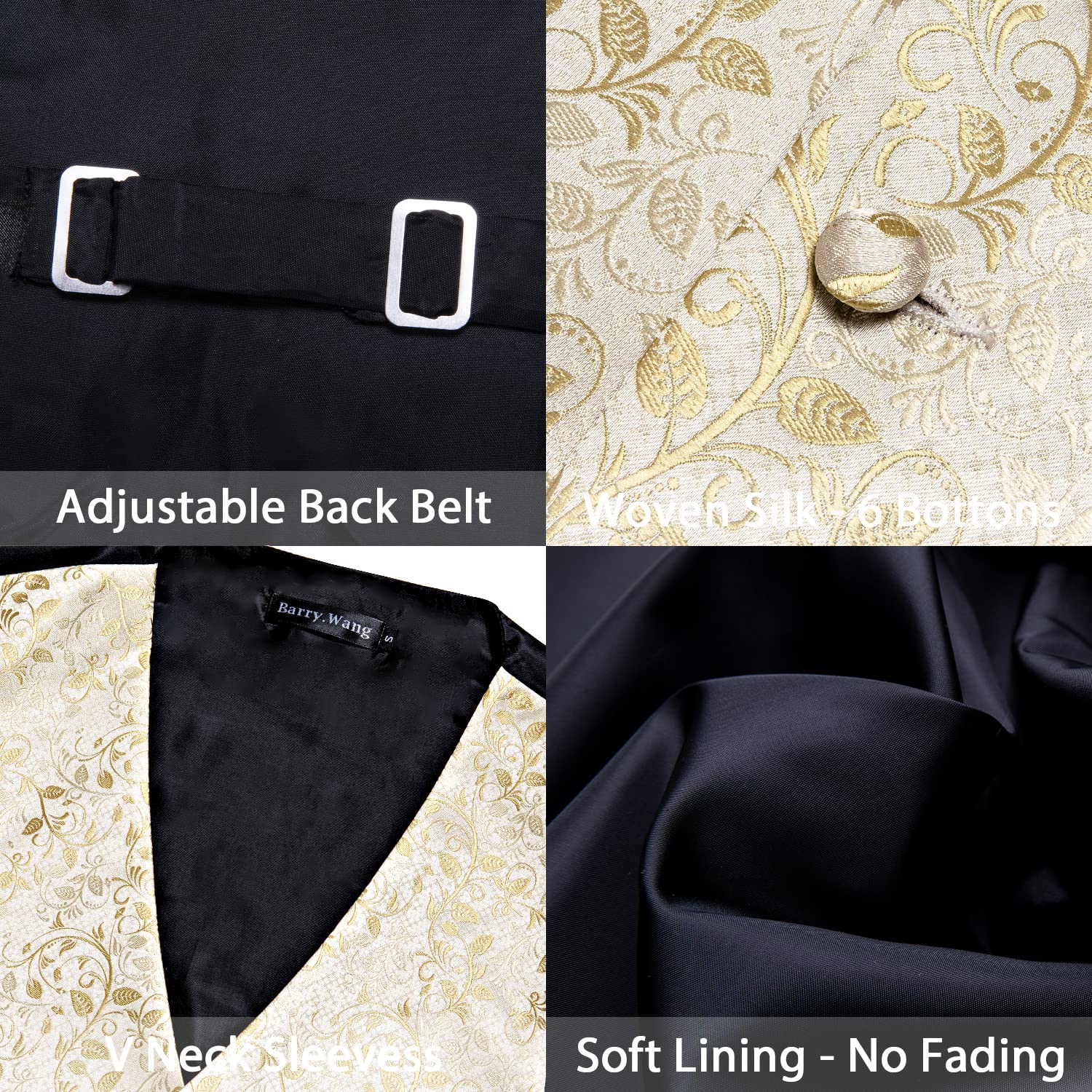 Foto 8 pulgar | Conjunto De Chaleco Barry.wang En Jacquard De Seda Beige Para Hombre - Venta Internacional.