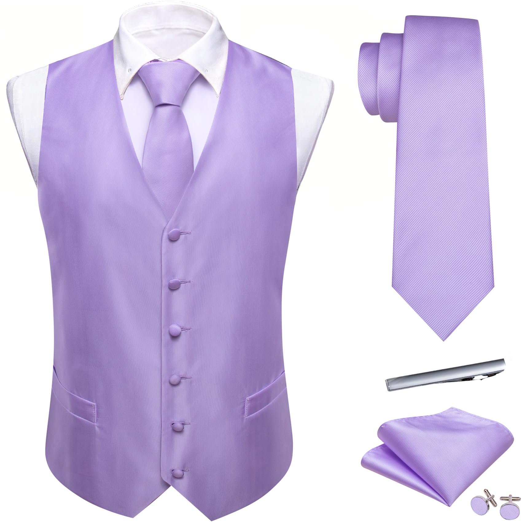 Foto 3 | Conjunto De Chaleco Barry.wang Para Hombre, Cachemir Y Seda Con Flores, Jacquard - Venta Internacional.