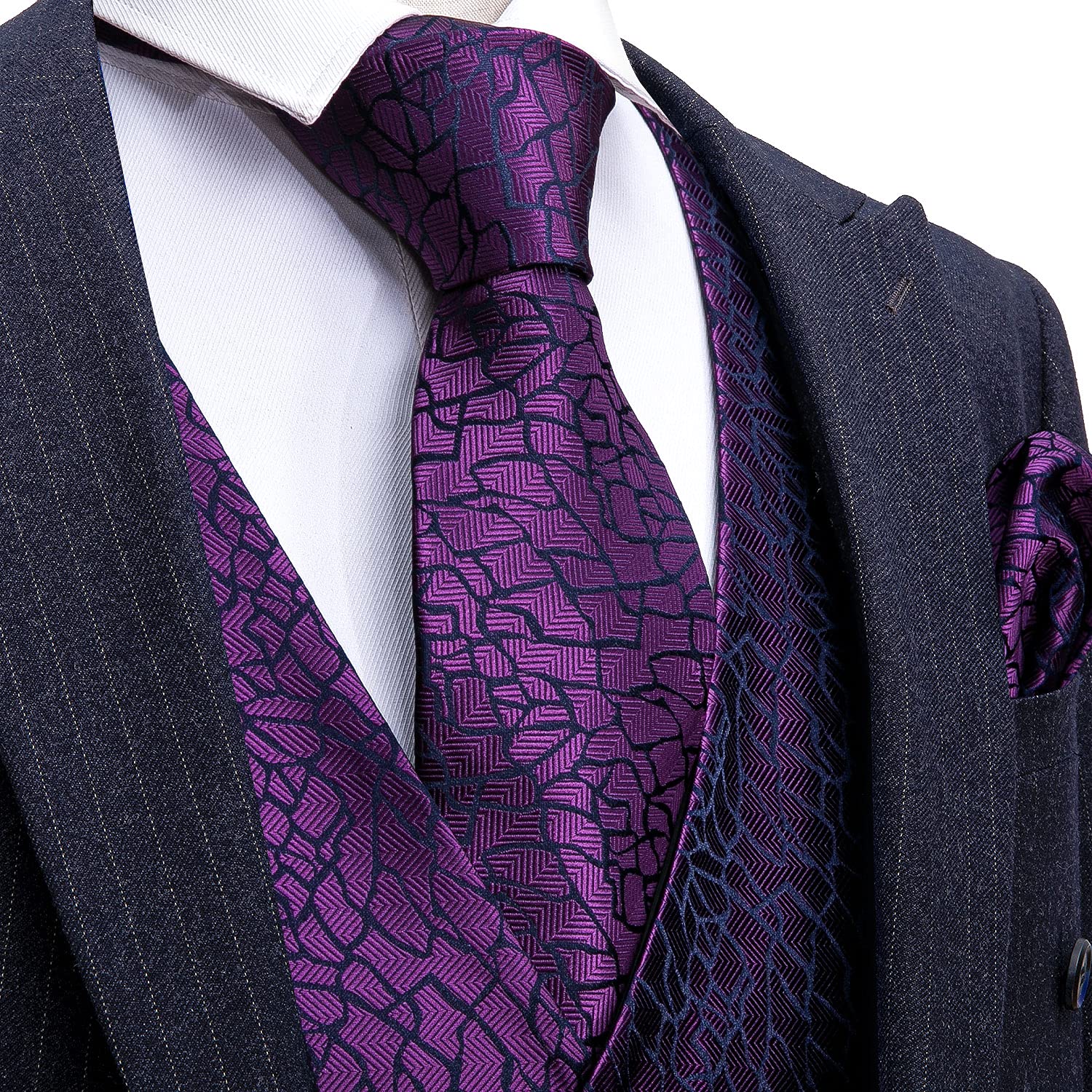 Foto 5 pulgar | Conjunto De Chaleco De Vestir Barry.wang, Chaleco De Seda Morado Para Hombre, 5 Unidades - Venta Internacional.