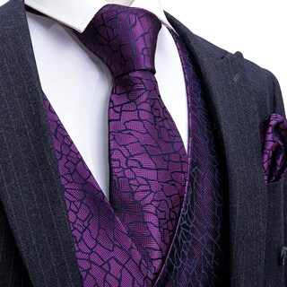 Foto 4 | Conjunto De Chaleco De Vestir Barry.wang, Chaleco De Seda Morado Para Hombre, 5 Unidades - Venta Internacional.