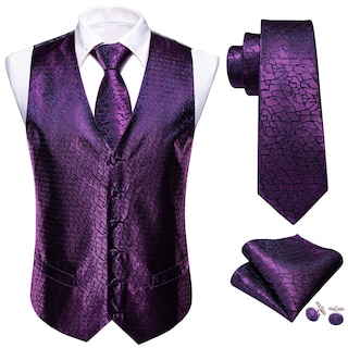 Foto 5 | Conjunto De Chaleco De Vestir Barry.wang, Chaleco De Seda Morado Para Hombre, 5 Unidades - Venta Internacional.