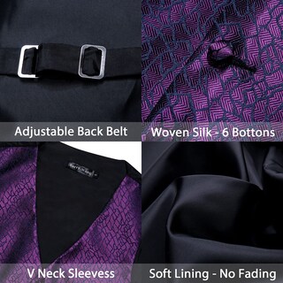 Foto 7 | Conjunto De Chaleco De Vestir Barry.wang, Chaleco De Seda Morado Para Hombre, 5 Unidades - Venta Internacional.
