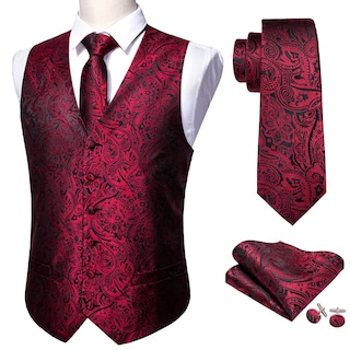 Foto 3 | Conjunto De Chaleco Barry.wang Paisley De Seda Jacquard Para Hombre - Venta Internacional.