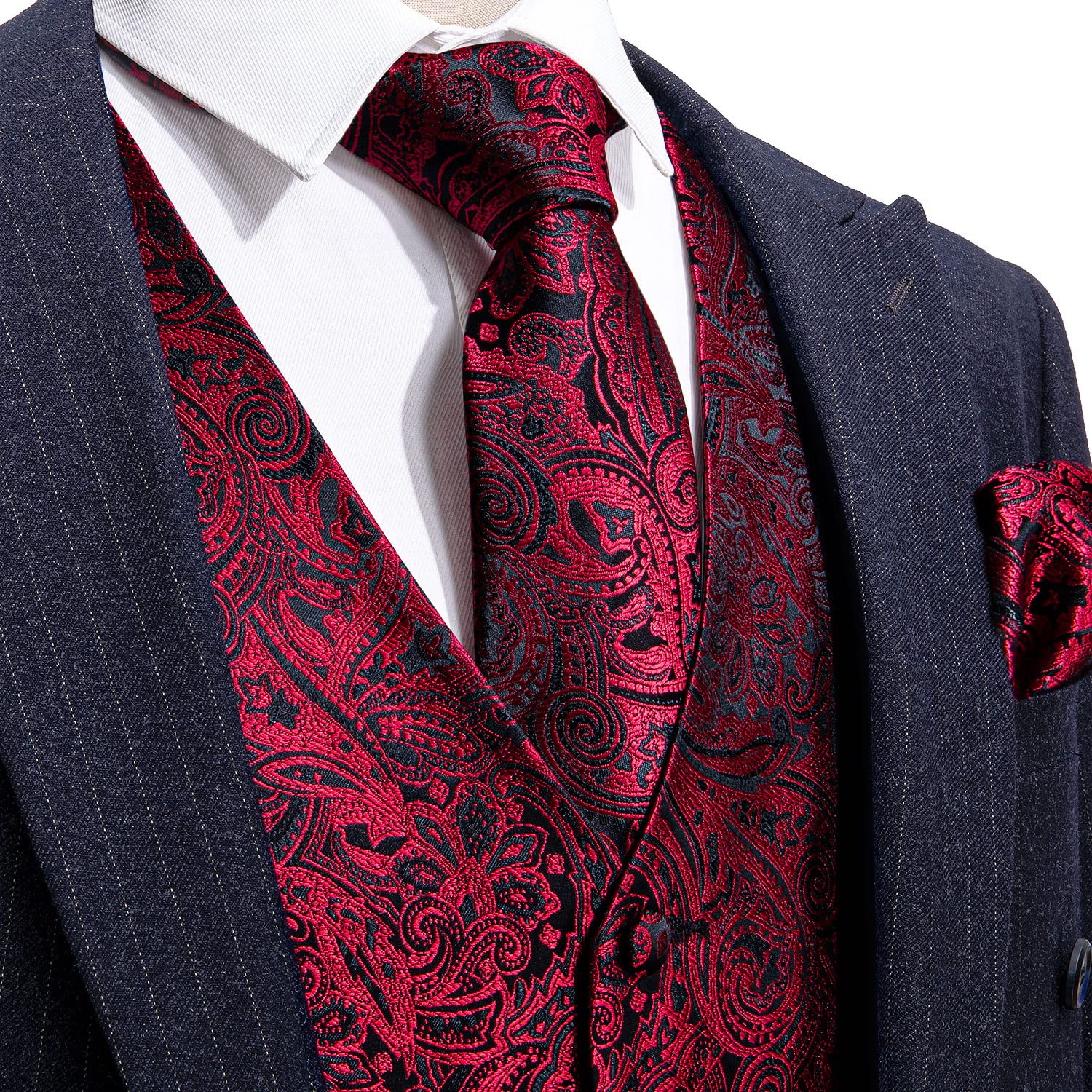 Foto 5 pulgar | Conjunto De Chaleco Barry.wang Paisley De Seda Jacquard Para Hombre - Venta Internacional.