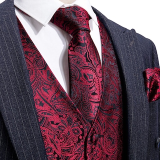 Foto 4 | Conjunto De Chaleco Barry.wang Paisley De Seda Jacquard Para Hombre - Venta Internacional.